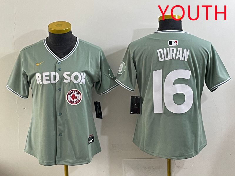 Youth 2025 Boston Red Sox #16 Duran Light Green Joint Name Nike MLB Jersey style 10